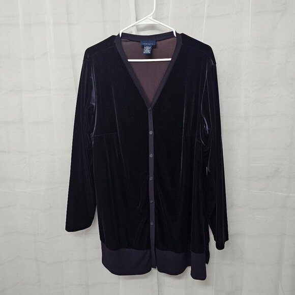 Vintage Venezia Purple Velour Cardigan Goth Dark Academia 14/16 - Picture 8 of 11